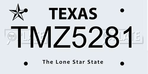 TMZ5281 Texas License Plate