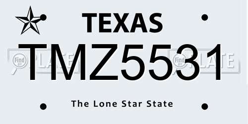 TMZ5531 Texas License Plate