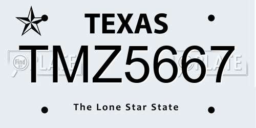 TMZ5667 Texas License Plate