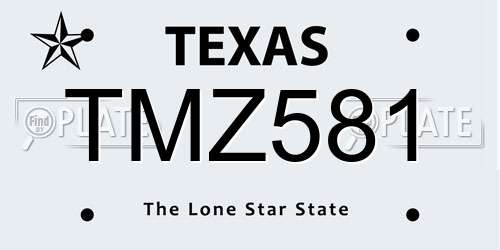 TMZ581 Texas License Plate