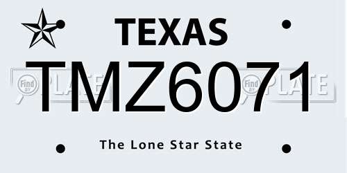 TMZ6071 Texas License Plate