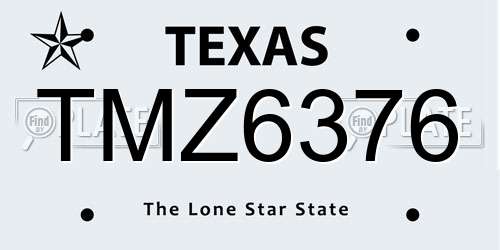 TMZ6376 Texas License Plate