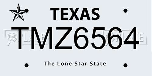 TMZ6564 Texas License Plate