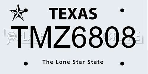 TMZ6808 Texas License Plate