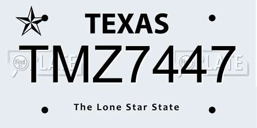 TMZ7447 Texas License Plate