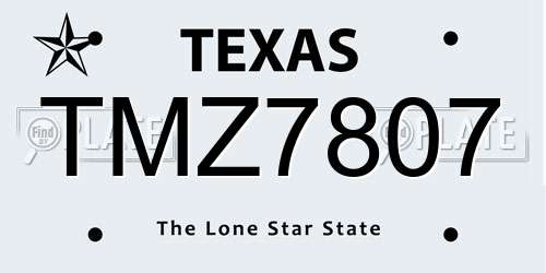 TMZ7807 Texas License Plate