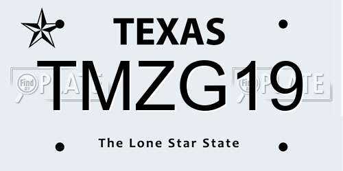 TMZG19 Texas License Plate