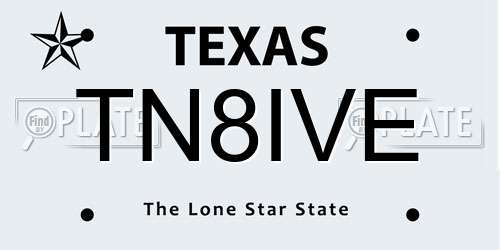 TN8IVE Texas License Plate
