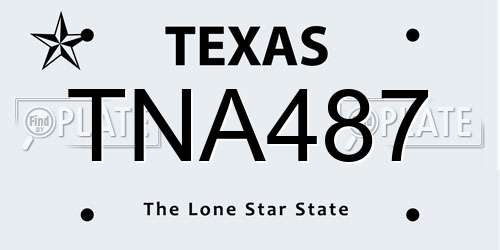 TNA487 Texas License Plate