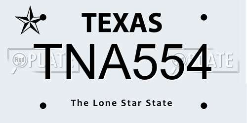 TNA554 Texas License Plate