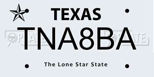 TNA8BA Texas License Plate