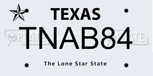 TNAB84 Texas License Plate