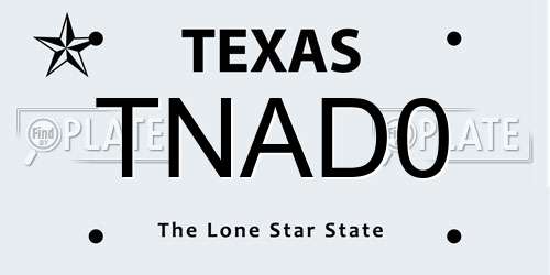 TNAD0 Texas License Plate