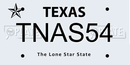 TNAS54 Texas License Plate