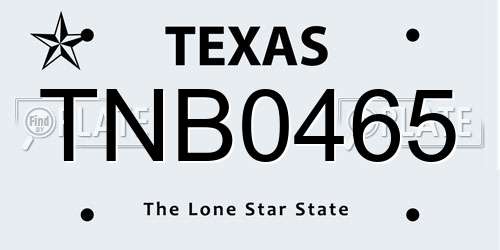 TNB0465 Texas License Plate