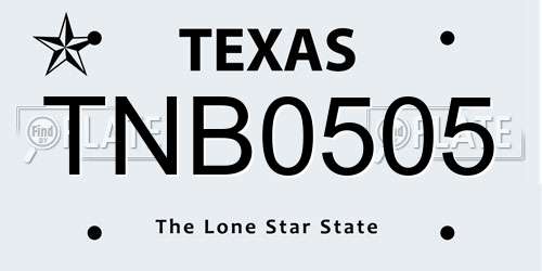 TNB0505 Texas License Plate