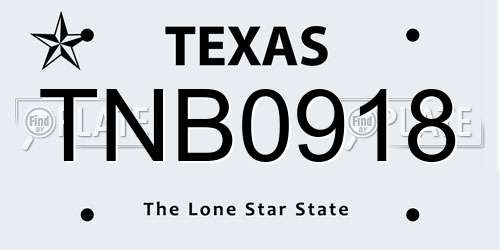 TNB0918 Texas License Plate