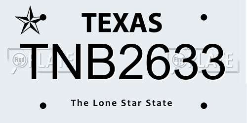 TNB2633 Texas License Plate