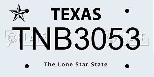 TNB3053 Texas License Plate