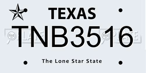 TNB3516 Texas License Plate