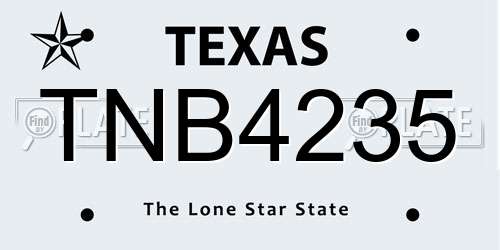 TNB4235 Texas License Plate
