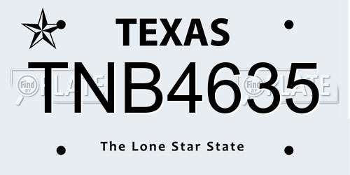 TNB4635 Texas License Plate