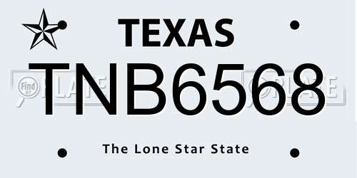TNB6568 Texas License Plate