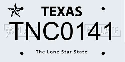 TNC0141 Texas License Plate