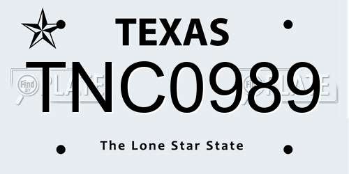 TNC0989 Texas License Plate