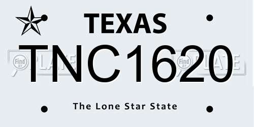 TNC1620 Texas License Plate