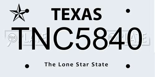 TNC5840 Texas License Plate