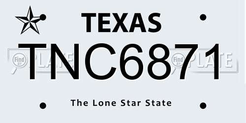 TNC6871 Texas License Plate