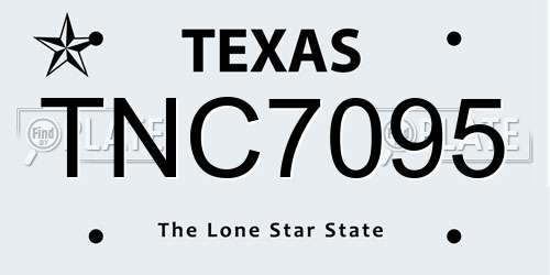 TNC7095 Texas License Plate