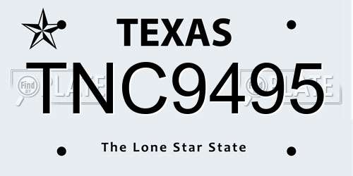 TNC9495 Texas License Plate