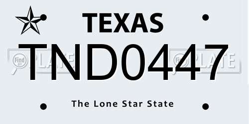 TND0447 Texas License Plate