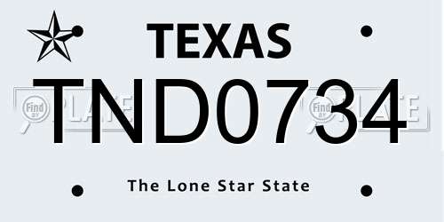TND0734 Texas License Plate