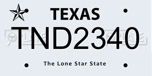 TND2340 Texas License Plate