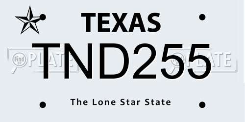 TND255 Texas License Plate