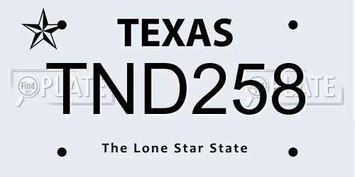 TND258 Texas License Plate