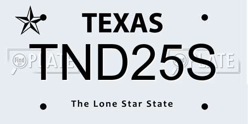 TND25S Texas License Plate
