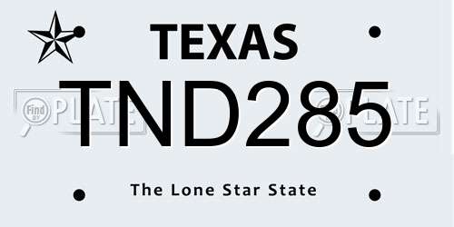 TND285 Texas License Plate