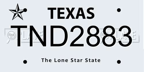 TND2883 Texas License Plate