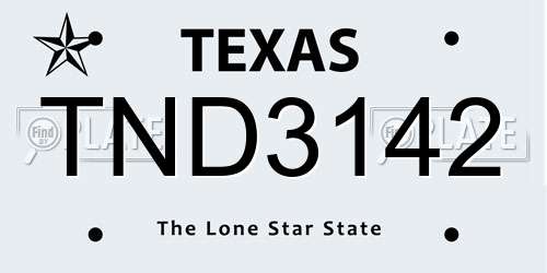 TND3142 Texas License Plate