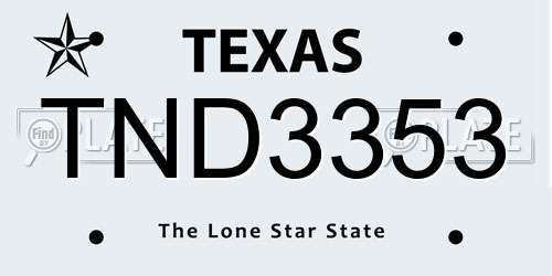 TND3353 Texas License Plate