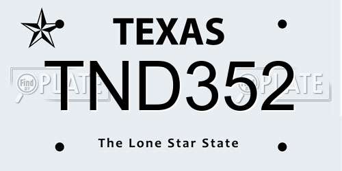 TND352 Texas License Plate