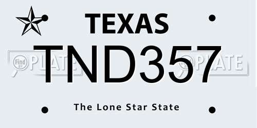 TND357 Texas License Plate