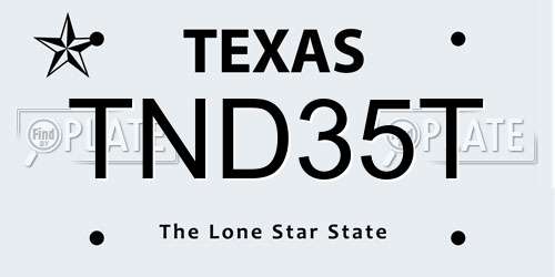 TND35T Texas License Plate