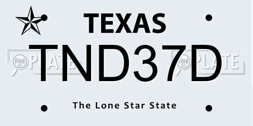 TND37D Texas License Plate