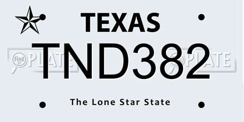 TND382 Texas License Plate