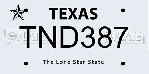 TND387 Texas License Plate